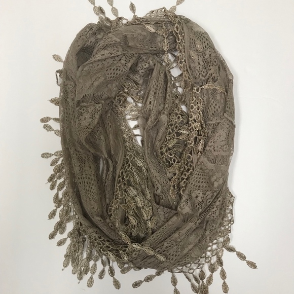 none Accessories - Lace Infinity Scarf - Taupe color